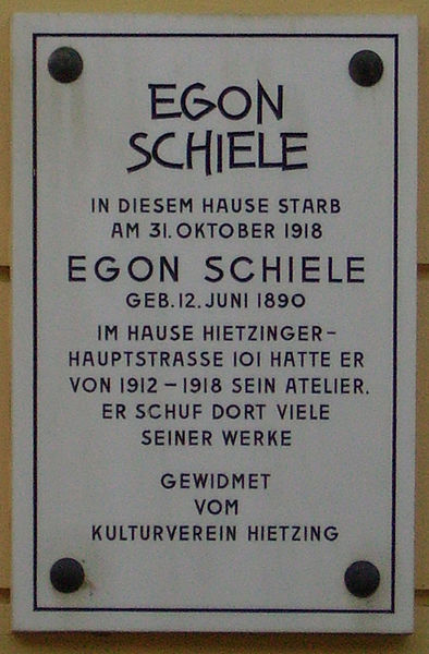 Commemorative plaque for Egon Schiele by Walter Anton
