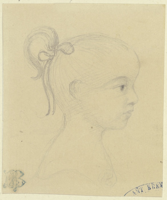 Porträt eines kleinen Mädchens mit Pferdeschwanzfrisur, Profil nach rechts from Anonym