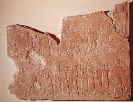 Fragment of a relief depicting a procession of war prisoners, from the Palace of Assurbanipal in Nin from Assyrian