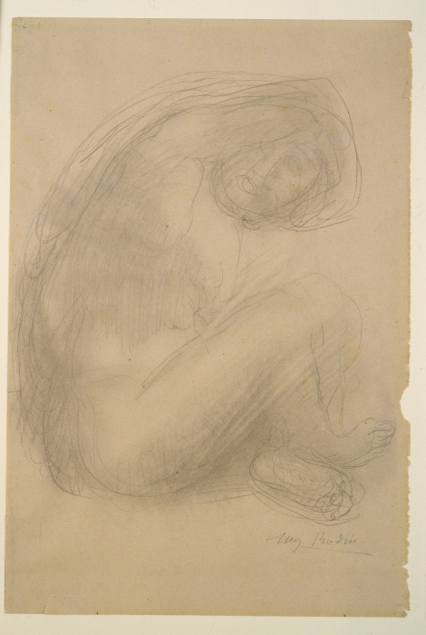 Frau im Schneidersitz mit über den Kopf geschlagenem Arm from Auguste Rodin
