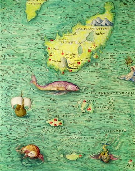 Iceland, from an Atlas of the World in 33 maps, Venice, 1st September 1553(detail from 330951) from Battista Agnese