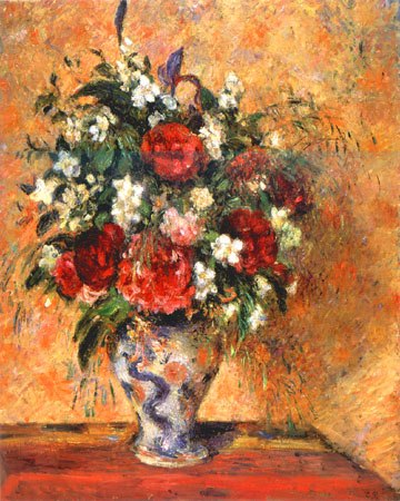 Flowers in a vase - Camille Pissarro as art print or hand painted oil.