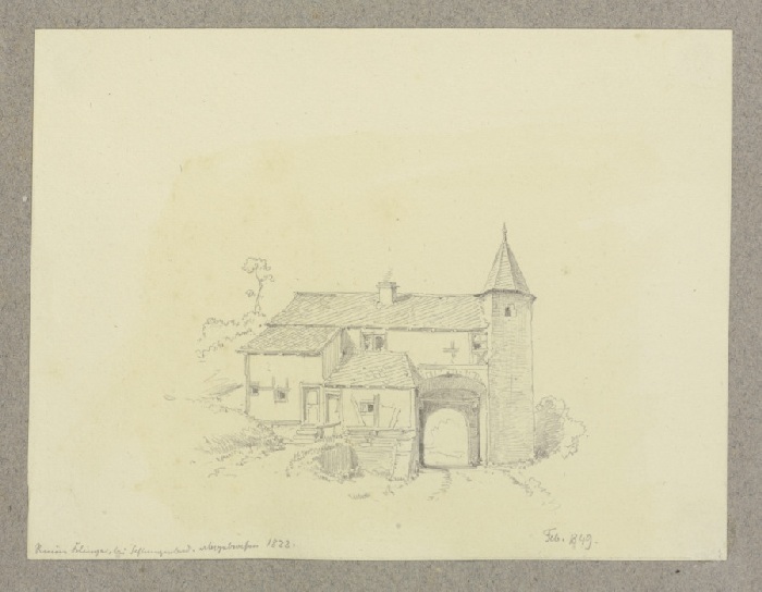 Ruinöses Fachwerkhaus mit Turm und Durchgangstor, 1822 abgebrochen, nach einer Vorlage from Carl Theodor Reiffenstein