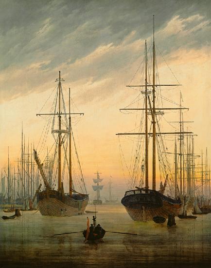 View of a harbour - Caspar David Friedrich