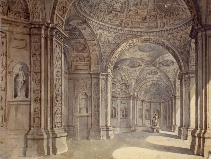 Interior of the Villa Madama in Rome from Charles Louis Clerisseau