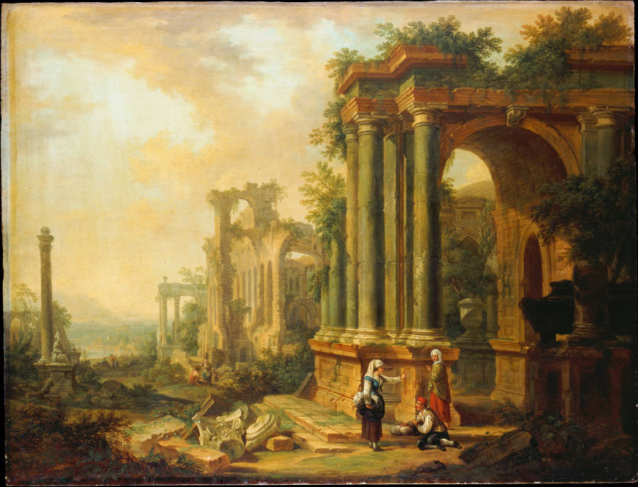 Landscape with Ancient Ruins and a Column from Christian Georg Schütz d. Ä.
