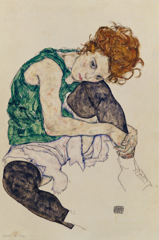 Sitting woman with a knee up from Egon Schiele