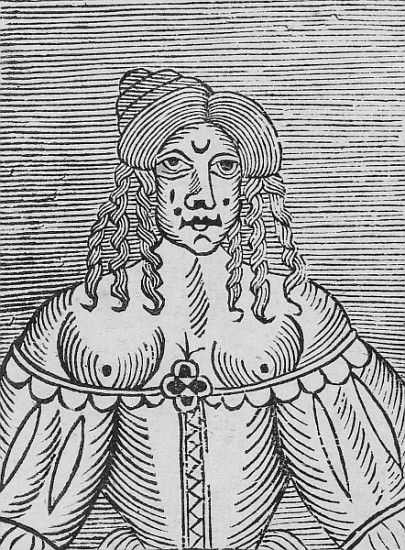 A Tudor Lady with bared breasts, an illustration from ''A Book of Roxburghe Ballads'' from English School