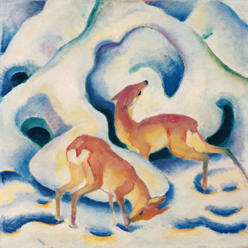 Deer in the snow from Franz Marc