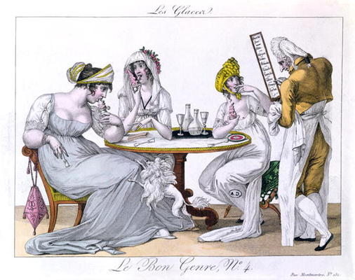 The Ice Cream, plat 4 from 'Le Bon Genre', Paris, 1827 (coloured engraving) from French School, (19th century)