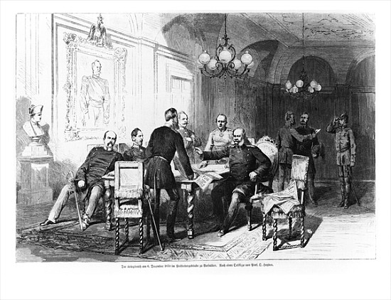 War council at Versailles Prefecture on 6th December 1870, illustration from ''Illustrierte Zeitung' from German School