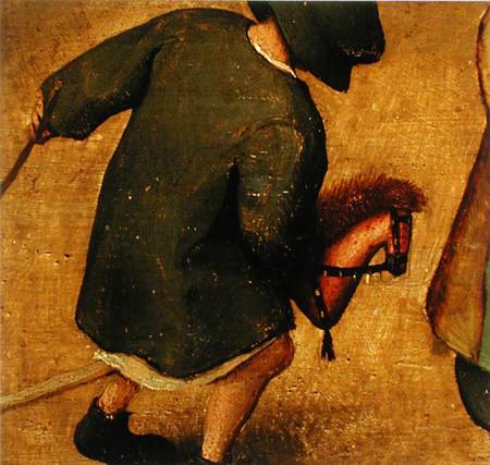 Children's Games, detail of bottom section showing a child and a hobby-horse from Giuseppe Pellizza da Volpedo
