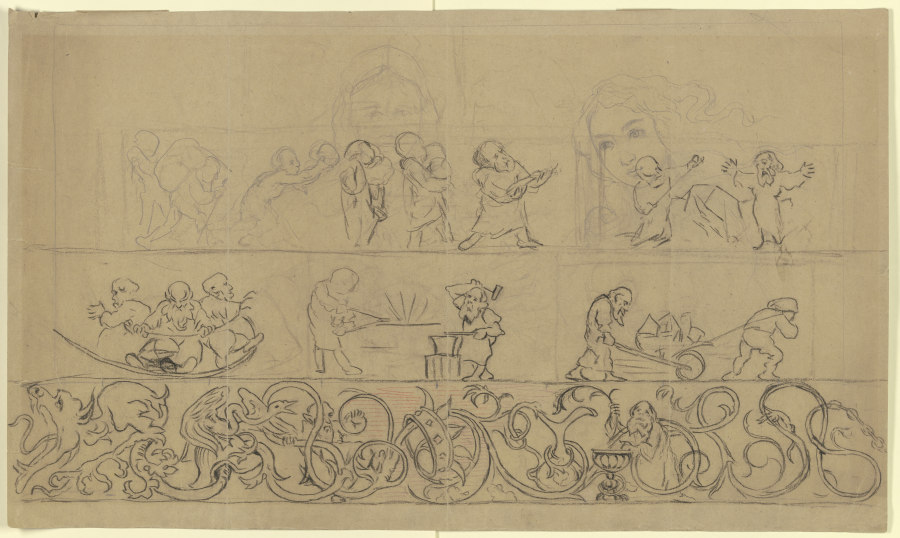 Schneewittchen und die sieben Zwerge sowie eine Nachzeichnung der Venus Botticellis from Hans Thoma
