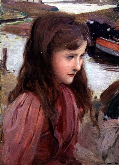 Study of a Young Girl - Harrington Mann as art print or hand painted oil.