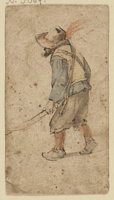 Bauer in der Haltung eines Mannes, der einen Schubkarren führt from Hendrick Avercamp