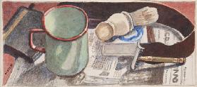 Shaving equipment, c.1930 (pencil & w/c on paper)