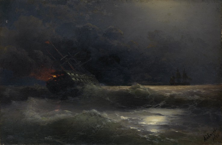 Burning ship (An episode of the Russian-Turkish War) from Iwan Konstantinowitsch Aiwasowski