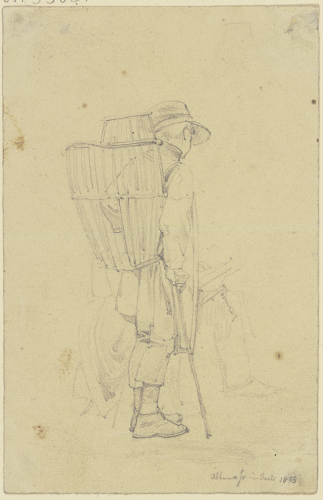 Ein Bauer mit einer Kiepe sieht einem Maler zu, der zeichnet from Jakob Furchtegott Dielmann
