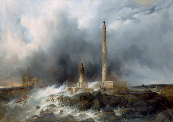View of the Lighthouse at Gatteville - Jean Louis Petit as art print or  hand painted oil.
