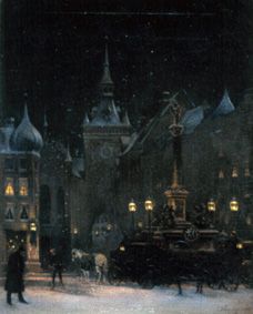 The Marienplatz in Munich in a winter night. from Johann Friedrich Hennings