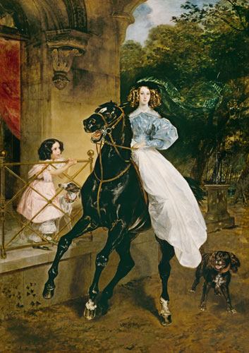 The Horsewoman, Portrait of Giovanina and Amacilia Paccini, wards of Countess Samoilova from Karl Pavlovich Bryullov