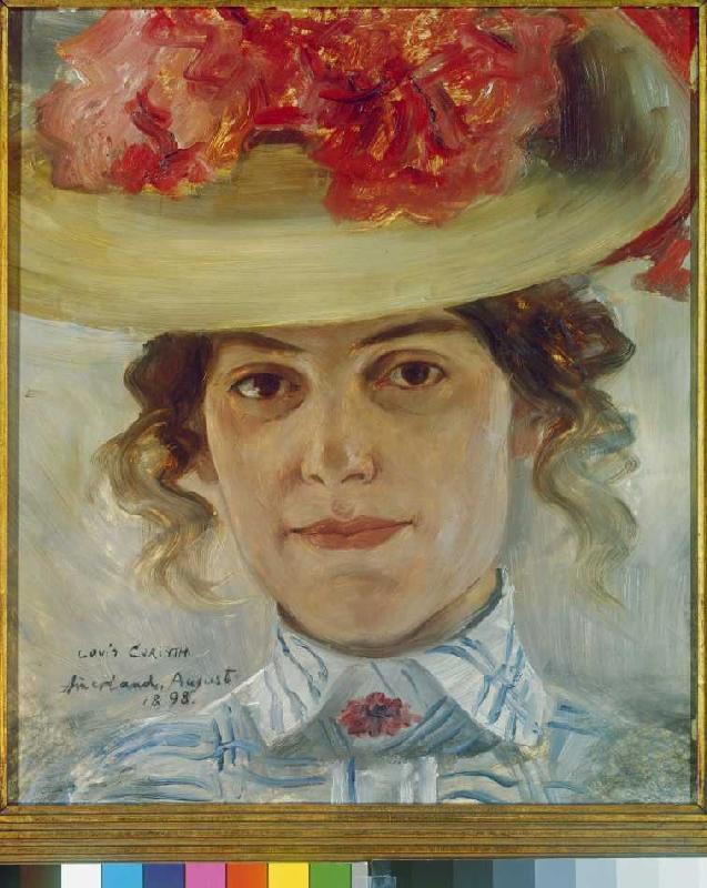 Portrait Mrs Halbe with straw hat. from Lovis Corinth