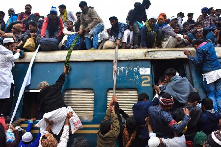 riding on train