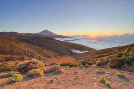 Teneriffa Sonnenuntergang mit Blick zum Teide