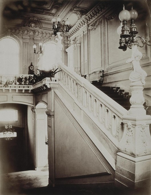 The Stroganov palace in Saint Petersburg. The grand staircase with lower vestibule from Mose Bianchi