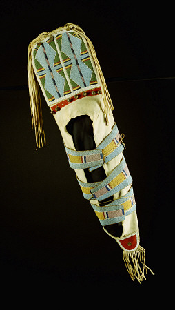 An Important Crow Beaded Hide Cradleboard from 