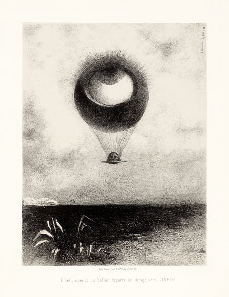 The Eye, Like a Strange Balloon, Mounts - Odilon Redon as art print or hand  painted oil.
