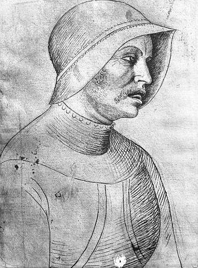 Soldier wearing a helmet, from the The Vallardi Album from Pisanello