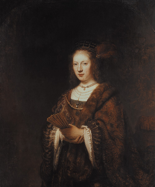 Lady with a fan from Rembrandt van Rijn