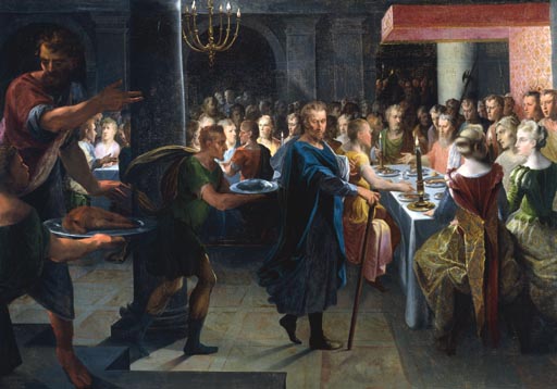 Dice offrant un banquet a Francus, en presance de Hyante et de Climene from Toussaint Dubreuil