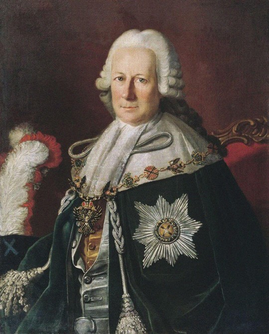 Portrait of the Admiral Semyon Ivanovich Mordvinov (1701-1777) (After Carl Ludwig Christineck)) from Unbekannter Künstler