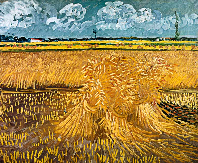 Wheatfield with Sheaves - Vincent van Gogh as art print or hand painted oil.