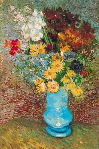 Flowers in a blue vase 1887