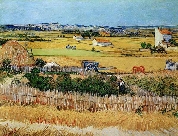 Harvest at La Crau, with Montmajour in the Background 1888